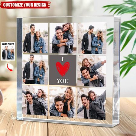 Custom Photo Acrylic Plaque – Personalized Love Collage Gift for Couples
